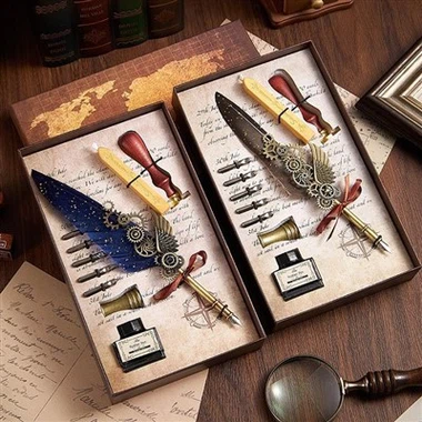 Pluma de pluma y juego de tinta